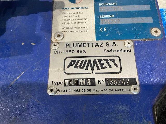 Plumettaz microjet prm-196 glasvezel inblaas machine - afbeelding 8 van  9