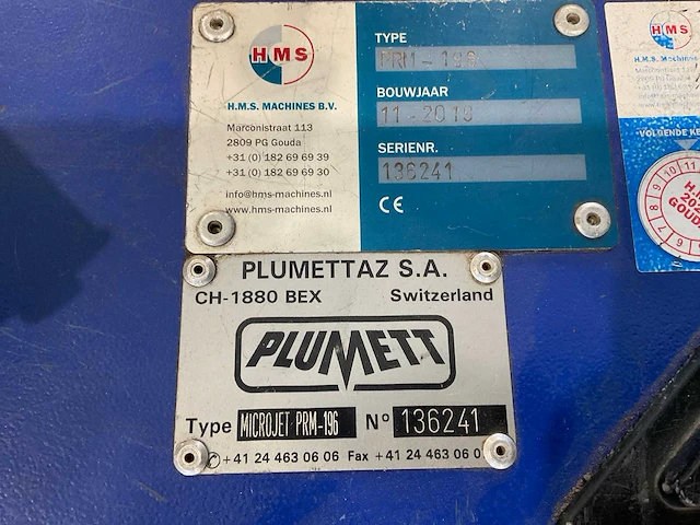 Plumettaz microjet prm-196 glasvezel inblaas machine - afbeelding 7 van  7