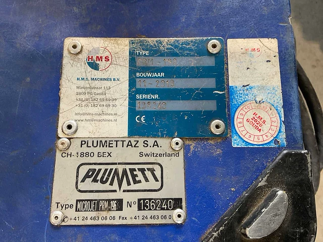 Plumettaz microjet prm-196 glasvezel inblaas machine - afbeelding 5 van  6
