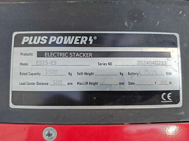 Plus power - 2024 - es15-es - stapelaar - afbeelding 14 van  15