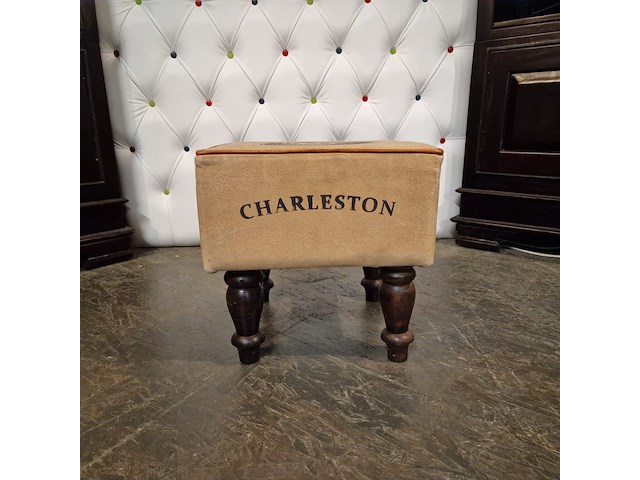 Poef chesterfield, charlston, bruin - afbeelding 1 van  2