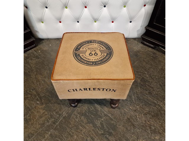 Poef chesterfield, charlston, bruin - afbeelding 2 van  2