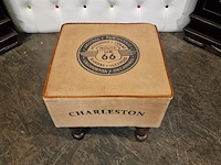 Poef chesterfield, charlston, bruin - afbeelding 2 van  2