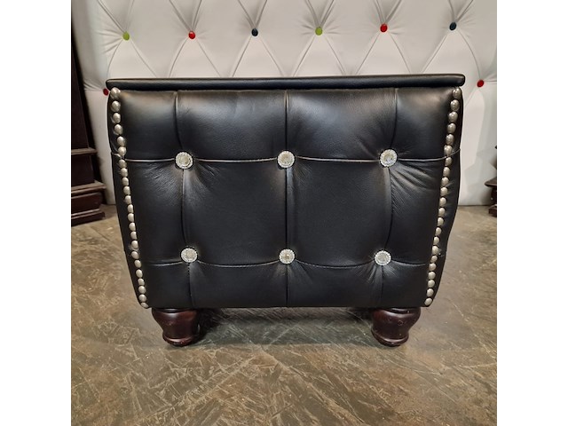 Poef chesterfield, chesterfield, zwart - afbeelding 1 van  3