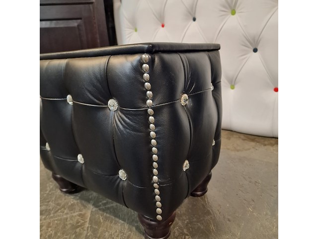 Poef chesterfield, chesterfield, zwart - afbeelding 3 van  3