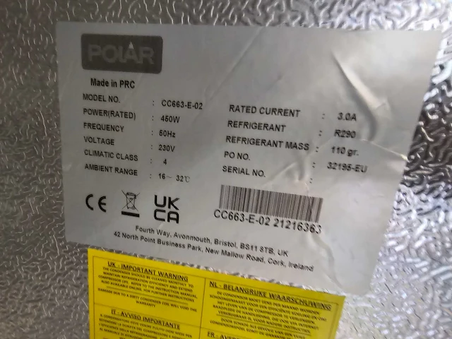 Polar cc 663-e-02 dubbeldeurs koelkast - afbeelding 5 van  8