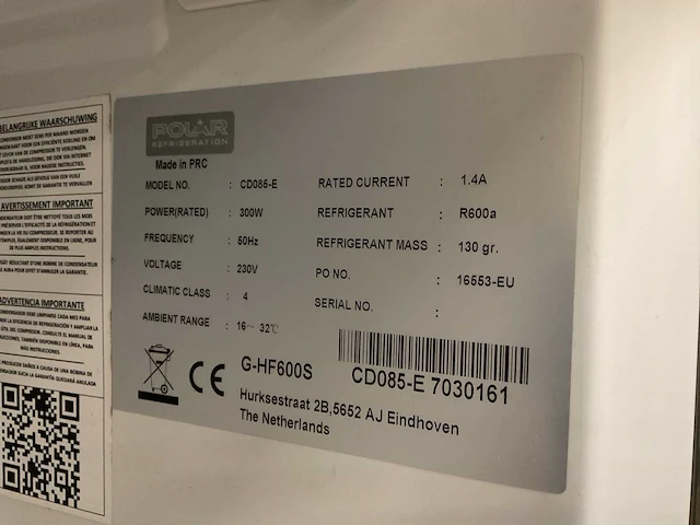 Polar cd085-e rvs vrieskast - afbeelding 4 van  4