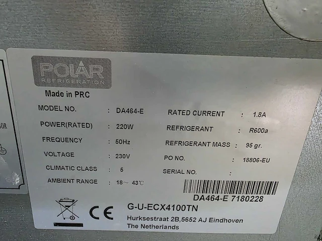 Polar da464e mobiele rvs 4-deurs koelwerkbank - afbeelding 6 van  6