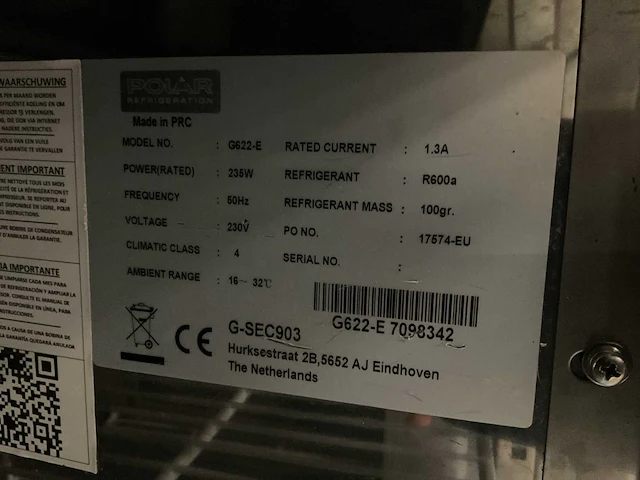 Polar g622-e 3-deurs koelwerkbank - afbeelding 6 van  6