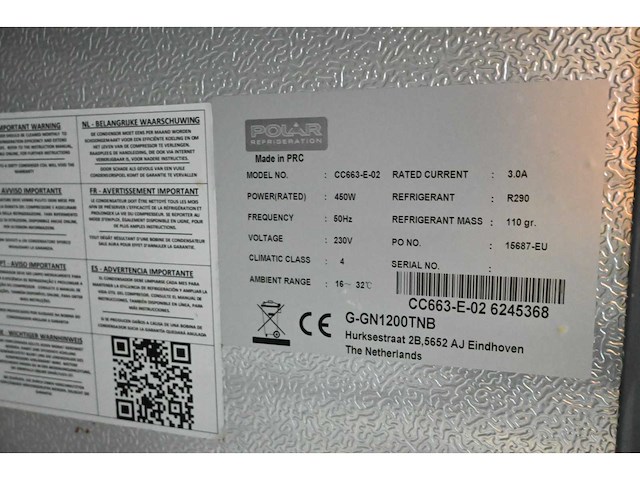 Polar gn1200 tnb mobiele dubbeldeurs koelkast - afbeelding 6 van  6