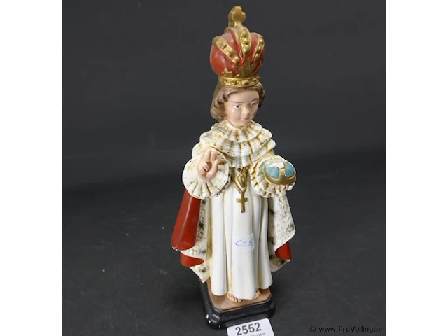 Polychroom aardewerk beeld jesus van praag - afbeelding 3 van  5