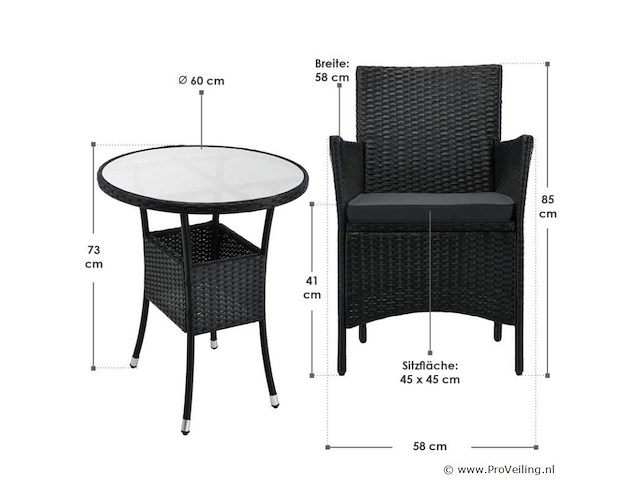 Polyrotan balkonset bayamo 3-delig - afbeelding 3 van  3
