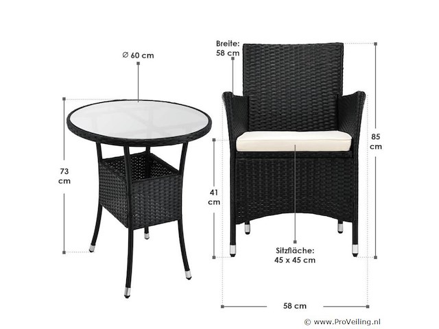 Polyrotan balkonset bayamo 3-delig - afbeelding 7 van  12
