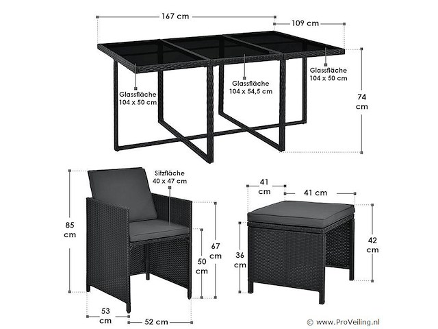 Polyrotan eetset baracoa xl - afbeelding 4 van  4