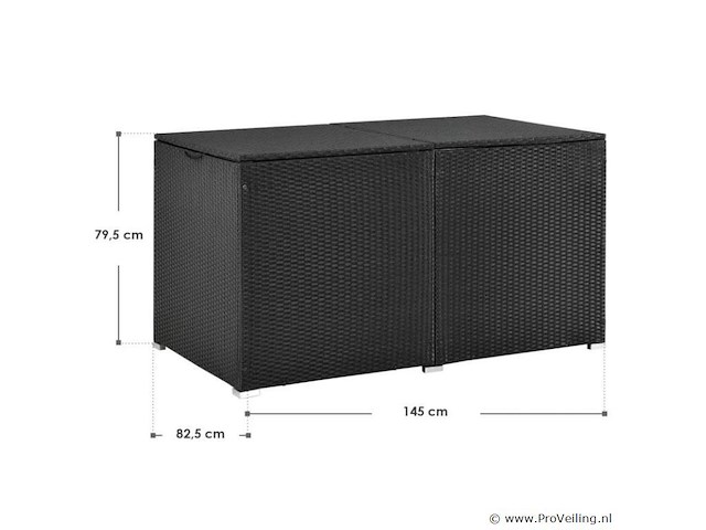 Polyrotan opbergbox ikaria 950 liter zwart - afbeelding 7 van  12