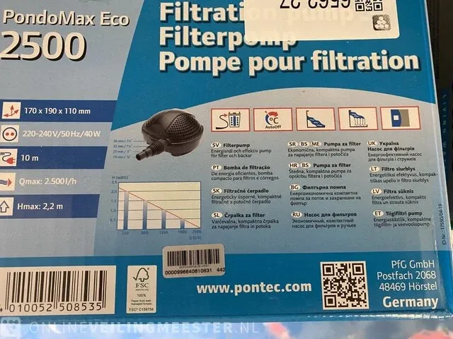 Pondomax eco vijverpomp pontec, 2500 - afbeelding 1 van  3