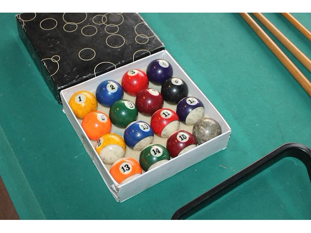 Poolbiljarttafel 114 x 206 x 79 cm met 16 ballen en drie keus. - afbeelding 3 van  4