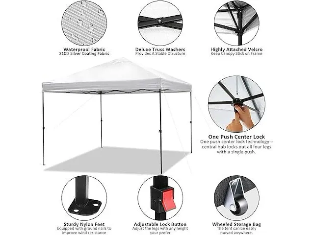 Pop-up party-tent 3x3 wit - afbeelding 3 van  4