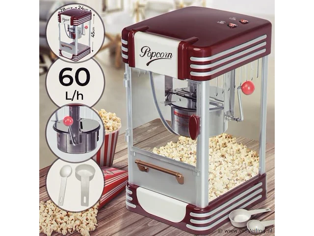Popcorn machine retro - 28 x 24 x 45 cm - 60 l/h - afbeelding 1 van  12