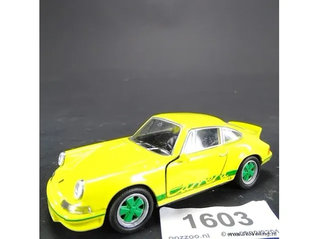 Porsche carrera rs (1973) geel schaal 1:34-39. die-cast metaal schaalmodel. - afbeelding 1 van  5