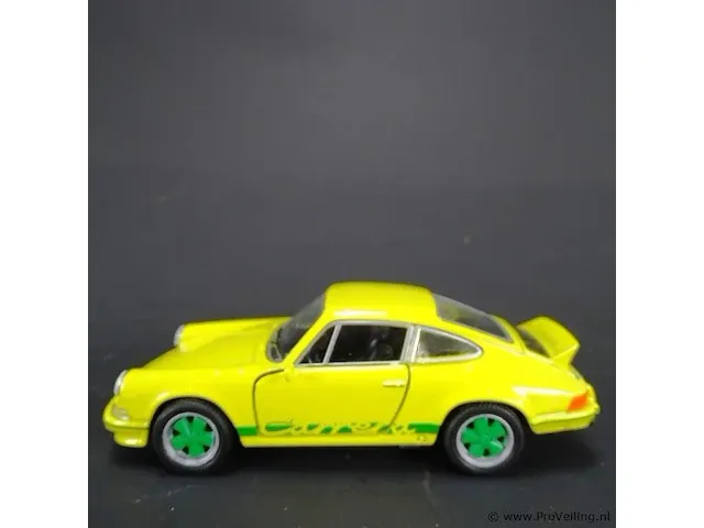 Porsche carrera rs (1973) geel schaal 1:34-39. die-cast metaal schaalmodel. - afbeelding 2 van  5