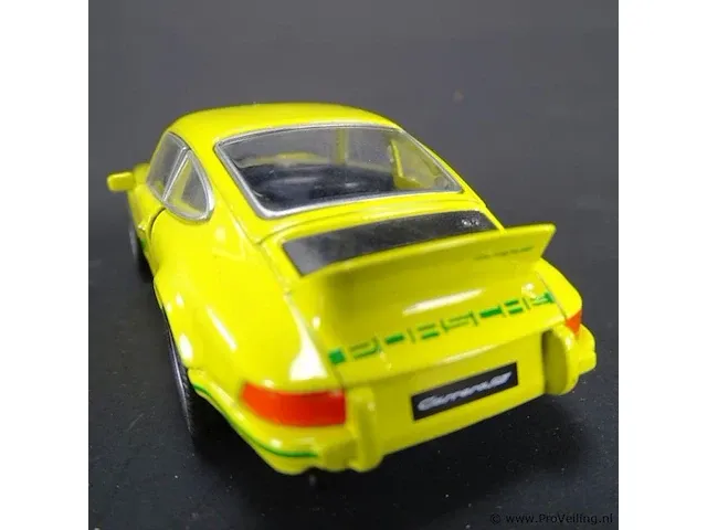 Porsche carrera rs (1973) geel schaal 1:34-39. die-cast metaal schaalmodel. - afbeelding 3 van  5