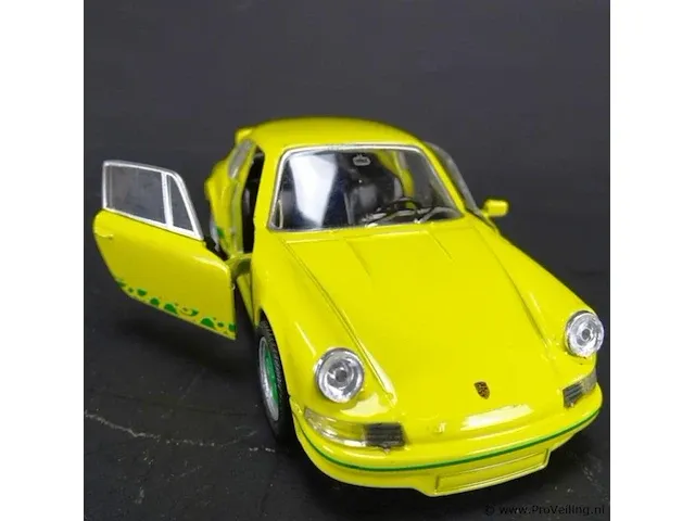 Porsche carrera rs (1973) geel schaal 1:34-39. die-cast metaal schaalmodel. - afbeelding 4 van  5