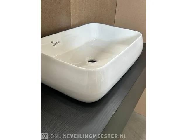 Porseleinen waskom carre 60x35 azzurra, waskom, wit - afbeelding 3 van  4