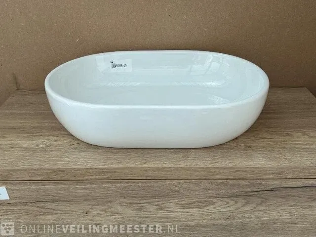 Porseleinen waskom oval 60x35 azzurra, waskom, wit - afbeelding 1 van  2