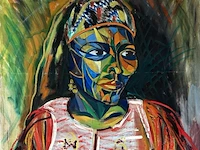 Portret van een vrouw - olie op doek - j. secreve , olieverf - afbeelding 1 van  1
