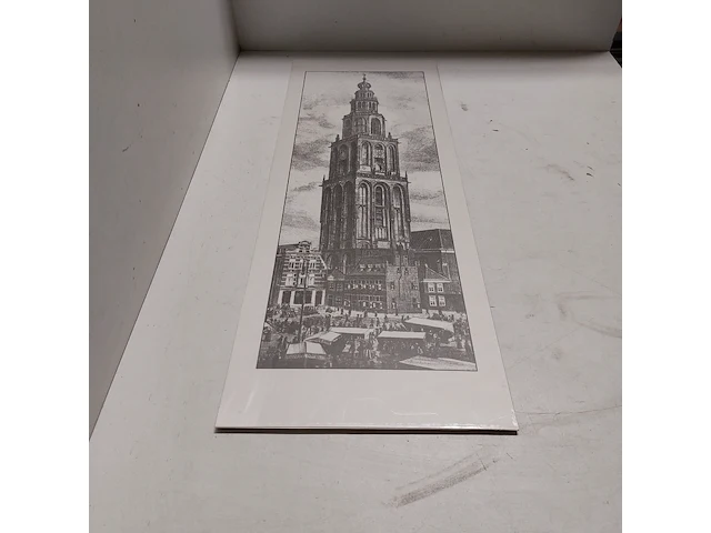 Poster met ets van " martinitoren groningen " - afbeelding 1 van  5