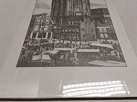 Poster met ets van " martinitoren groningen " - afbeelding 2 van  5