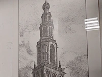 Poster met ets van " martinitoren groningen " - afbeelding 4 van  5