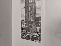 Poster met ets van " martinitoren groningen " - afbeelding 5 van  5