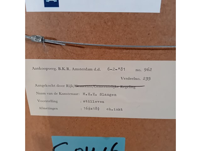 Potlood tekening, m.h.e. slangen, stilleven, 1980 - afbeelding 8 van  8