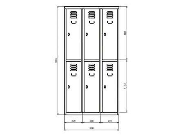 Povag lkp-207 lockerkast 6 deurs 3 delig - afbeelding 2 van  4