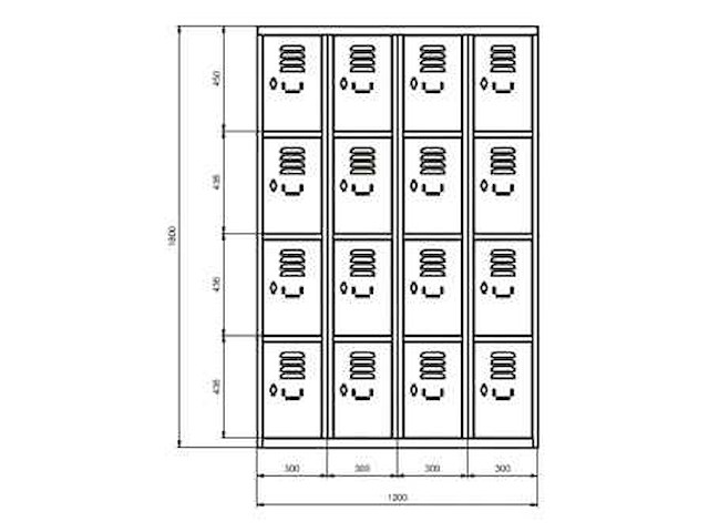 Povag lkp-216 lockerkast 16 deurs - afbeelding 2 van  3