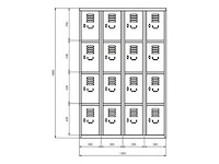 Povag lkp-216 lockerkast 16 deurs - afbeelding 2 van  3