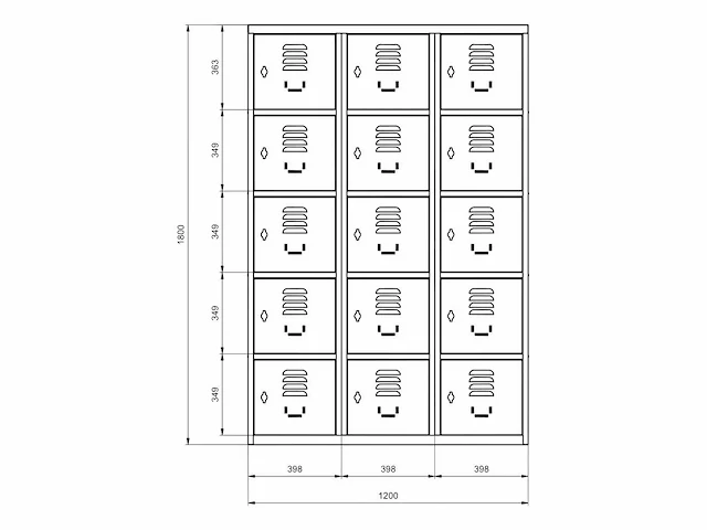 Povag lkp-264 lockerkast 15 deurs - afbeelding 2 van  4