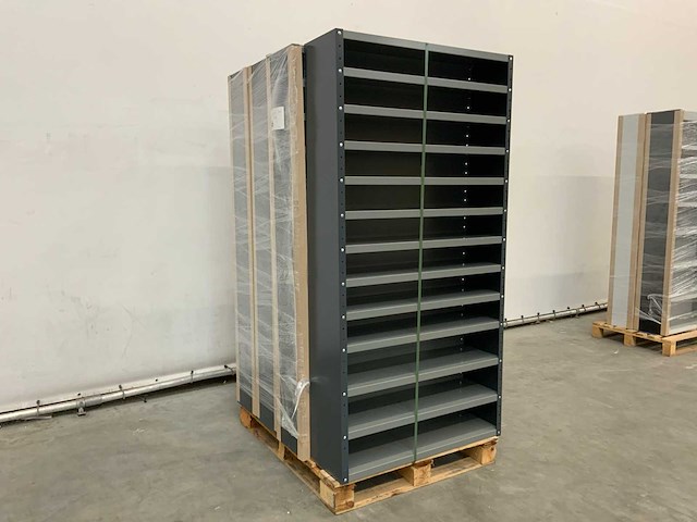 Povag open legbordkast - 12 legborden zwart/donker grijs - afbeelding 1 van  4