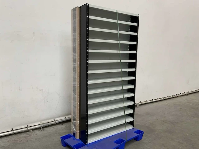 Povag open legbordkast - 12 legborden zwart/grijs - afbeelding 1 van  3