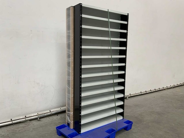 Povag open legbordkast - 12 legborden zwart/grijs - afbeelding 1 van  3