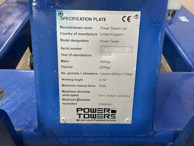 Power tower hoogwerker - afbeelding 4 van  14