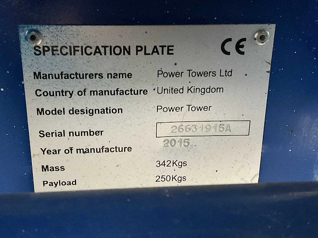 Power tower hoogwerker - afbeelding 5 van  14
