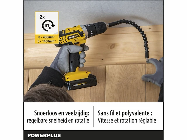 Powerplus accu klopboormachine powx00840-3 in 1 incl. 2 accu's 2.0 ah en 1 lader, 53 accessoires - afbeelding 2 van  4