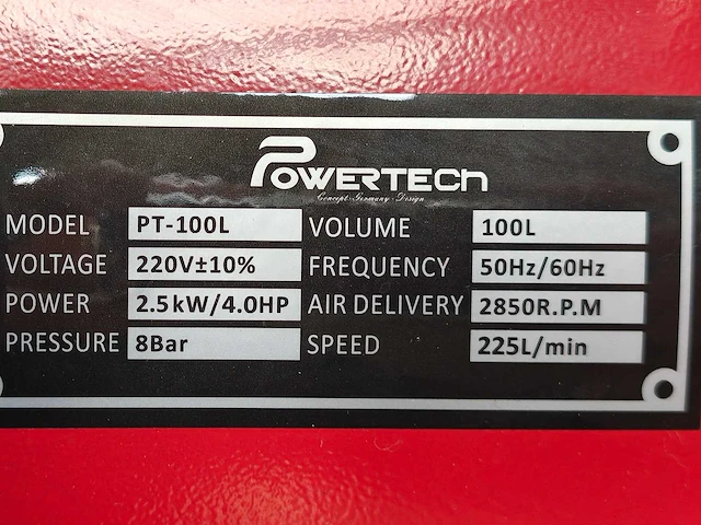Powertech - 2024 - pt-100l - luchtcompressor - afbeelding 9 van  13