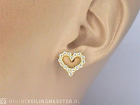 Prachtige hartvorm oorbellen van hoge kwaliteit met briljanten - afbeelding 2 van  6