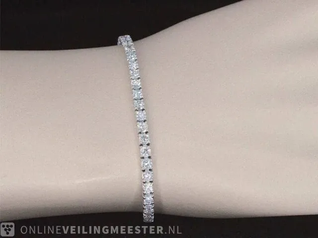 Prachtige witgouden tennis armband met 52 diamanten 5.25 ct (gecertificeerd) - nieuw - afbeelding 2 van  8