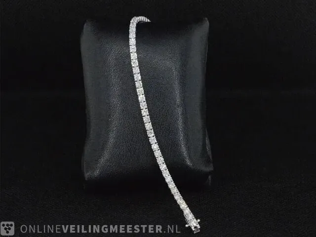 Prachtige witgouden tennis armband met 52 diamanten 5.25 ct (gecertificeerd) - nieuw - afbeelding 6 van  8