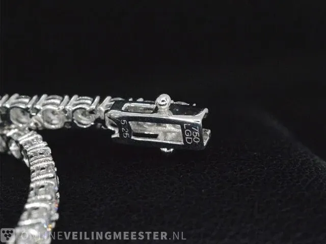 Prachtige witgouden tennis armband met 52 diamanten 5.25 ct (gecertificeerd) - nieuw - afbeelding 8 van  8